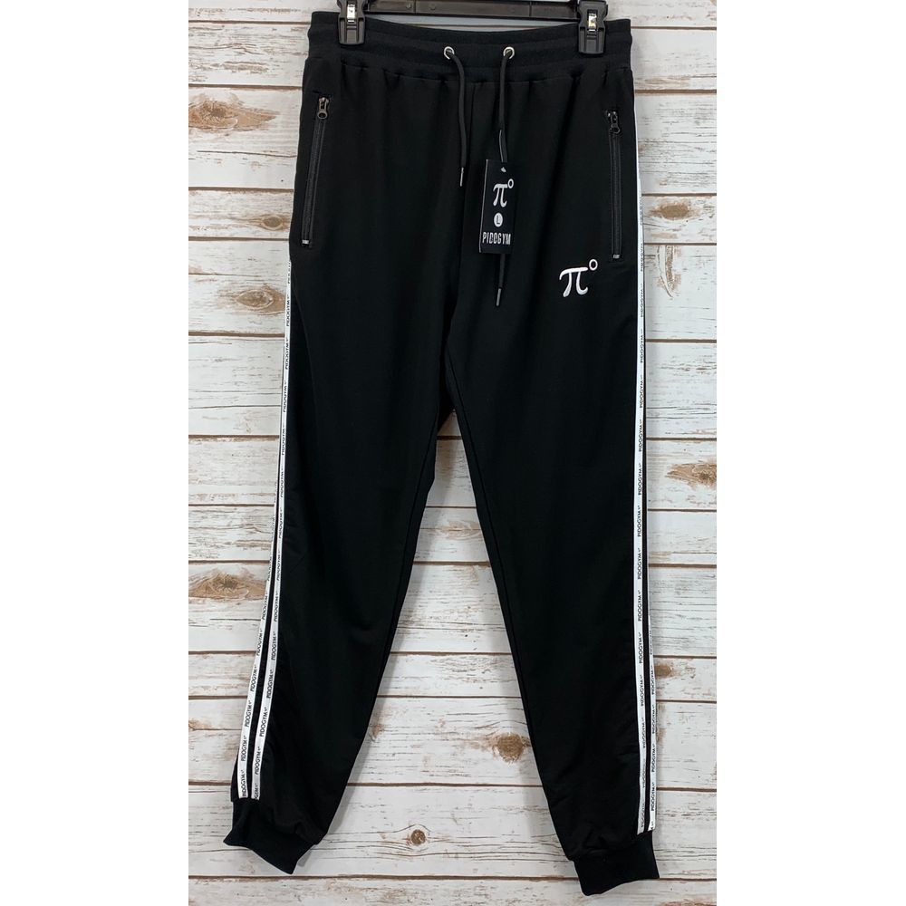 PIDOGYM Slim Striped Joggers/Sweatpants, Black,